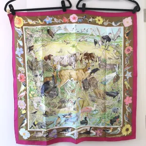 Hermes La Vie Sauvage du Texas 90cm Scarf Fuchsia Silk Twill NEW Kermit Oliver