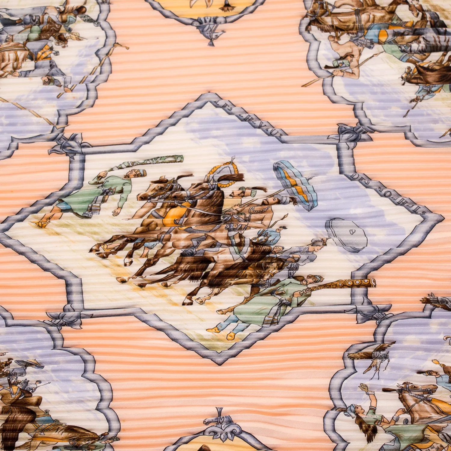Hermes Les Cheavaux Des Moghols Printed Silk Scarf