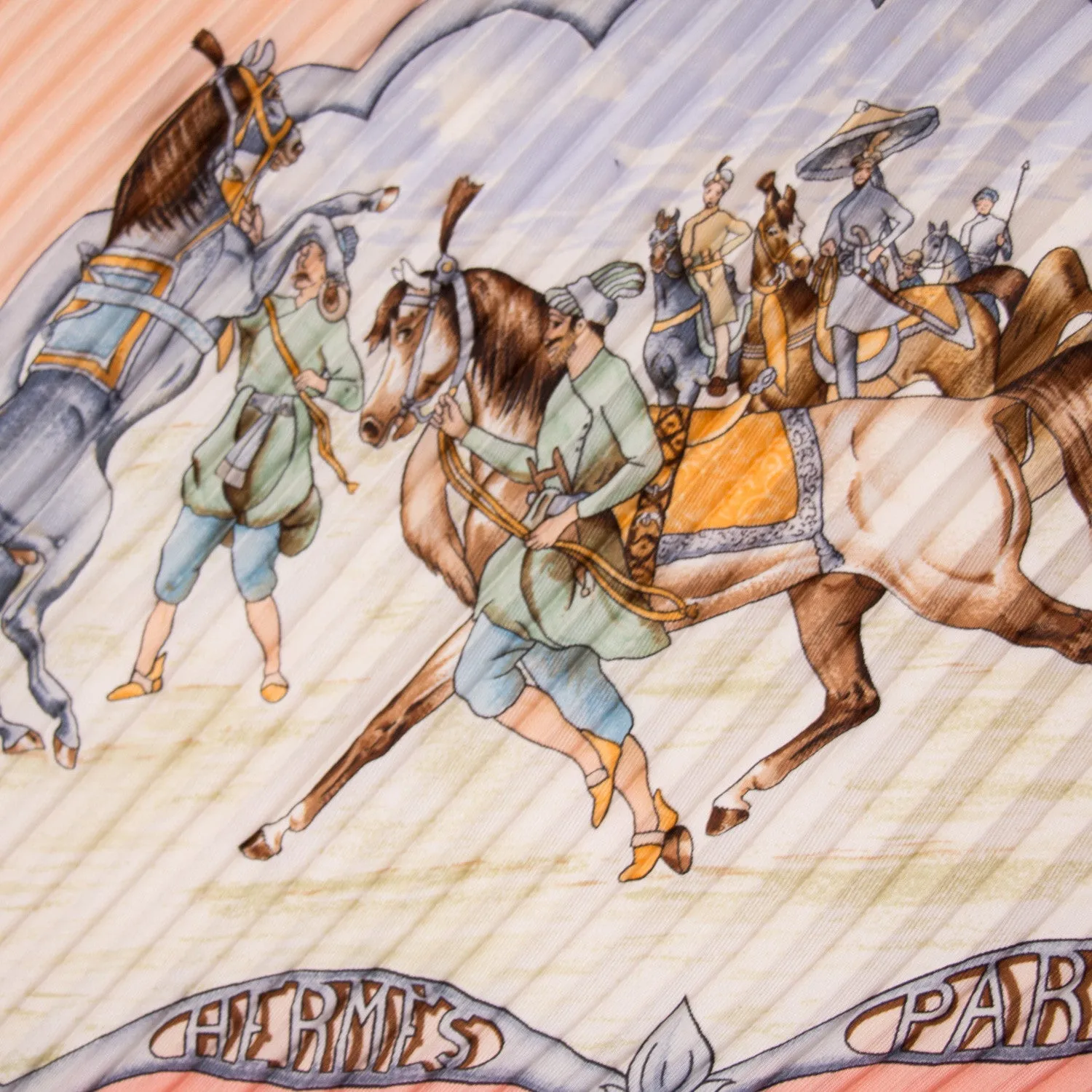 Hermes Les Cheavaux Des Moghols Printed Silk Scarf