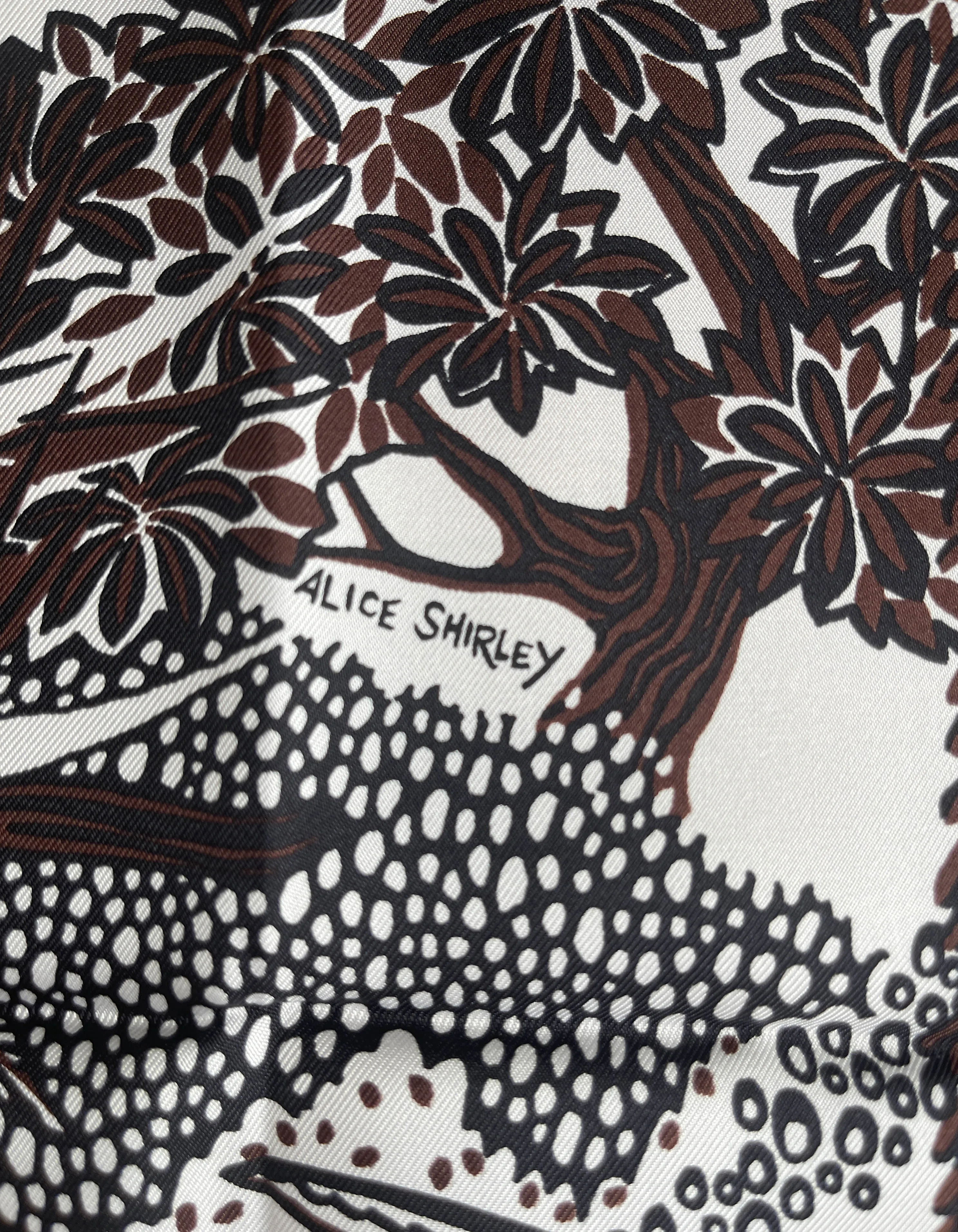Hermes NEW Brown Mountain Zebra 90cm Silk Scarf