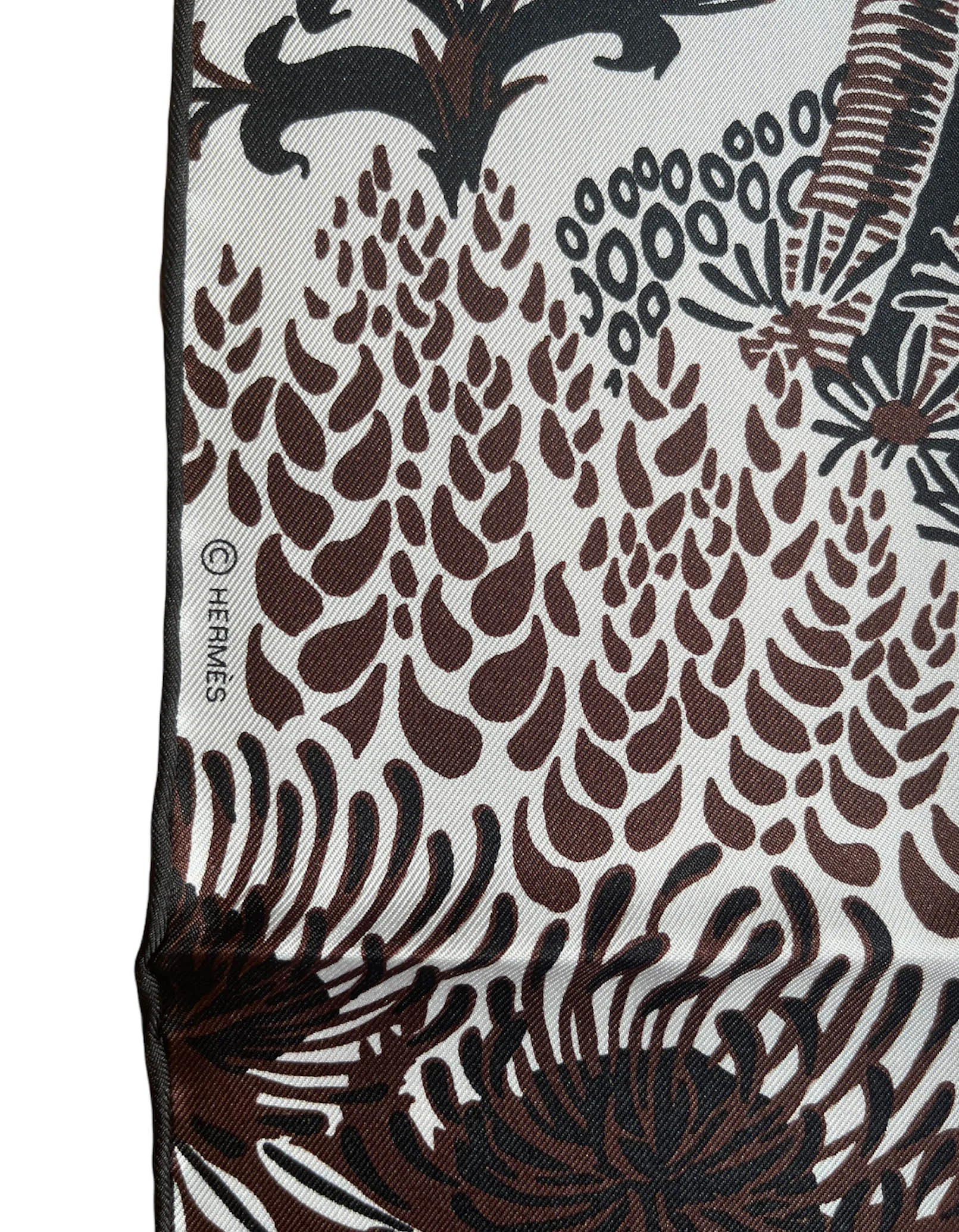 Hermes NEW Brown Mountain Zebra 90cm Silk Scarf