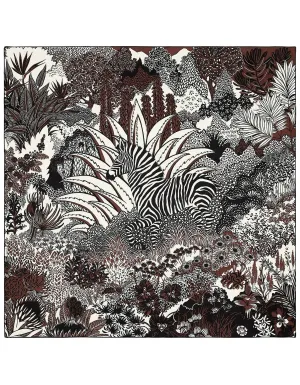 Hermes NEW Brown Mountain Zebra 90cm Silk Scarf
