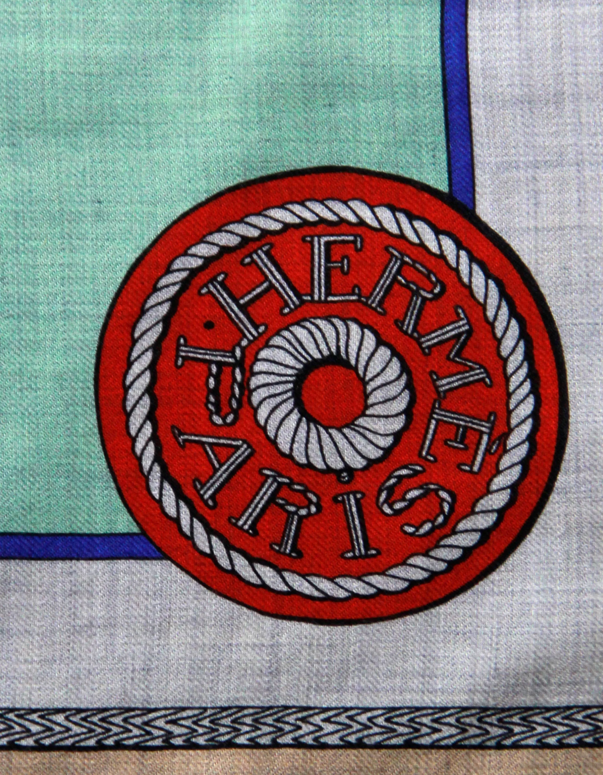 Hermes NEW Grey/Aqua Zouaves et Dragons 140cm Silk/Cashmere Shawl Scarf