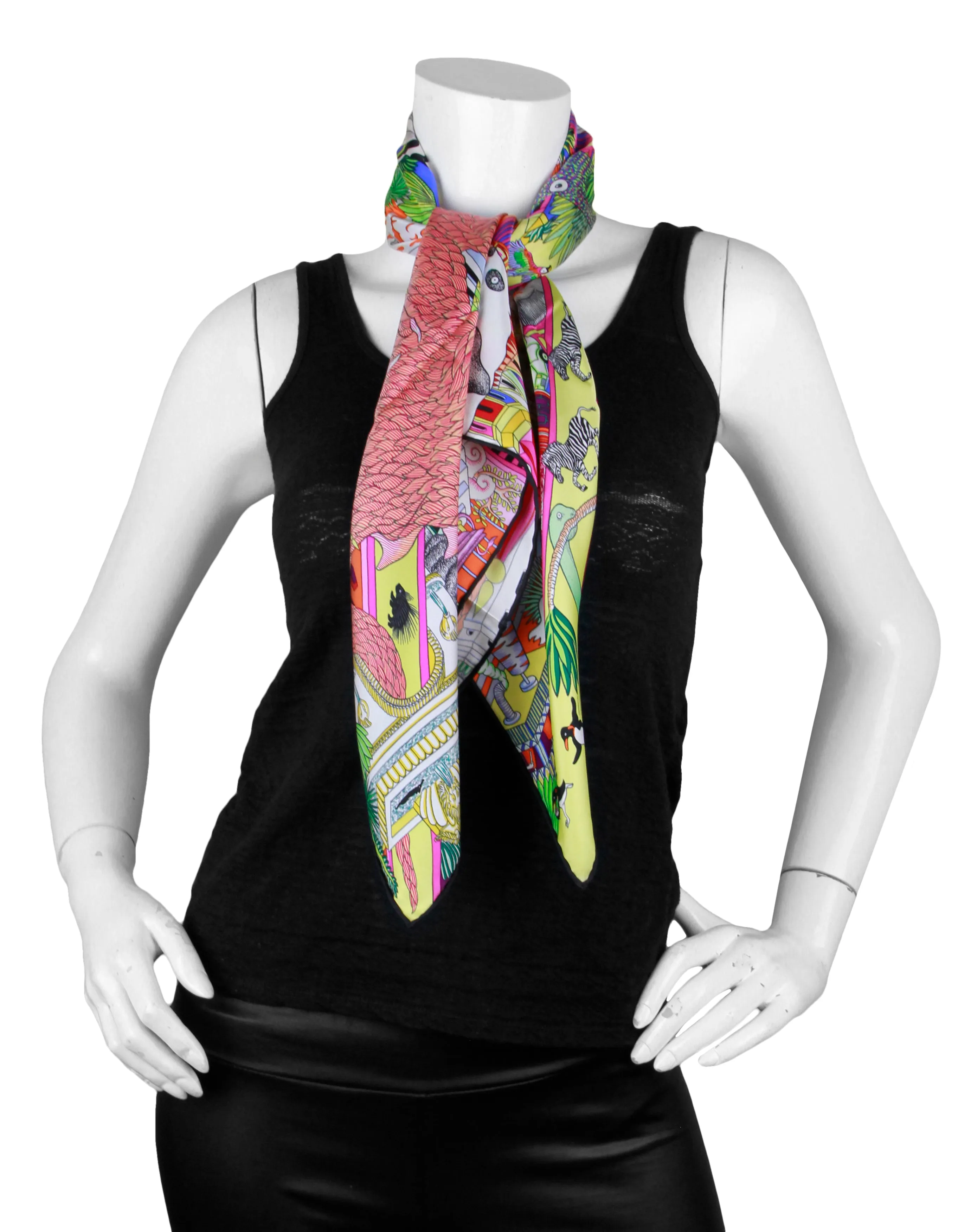 Hermes NEW RARE Multicolor Animapolis 90cm Silk Scarf
