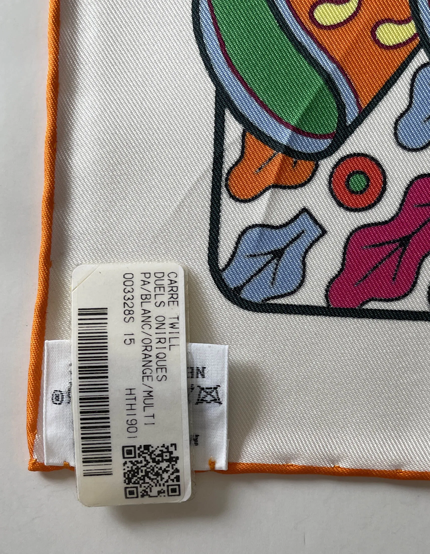 Hermes Orange/White Duels Oniriques 90cm Silk Scarf