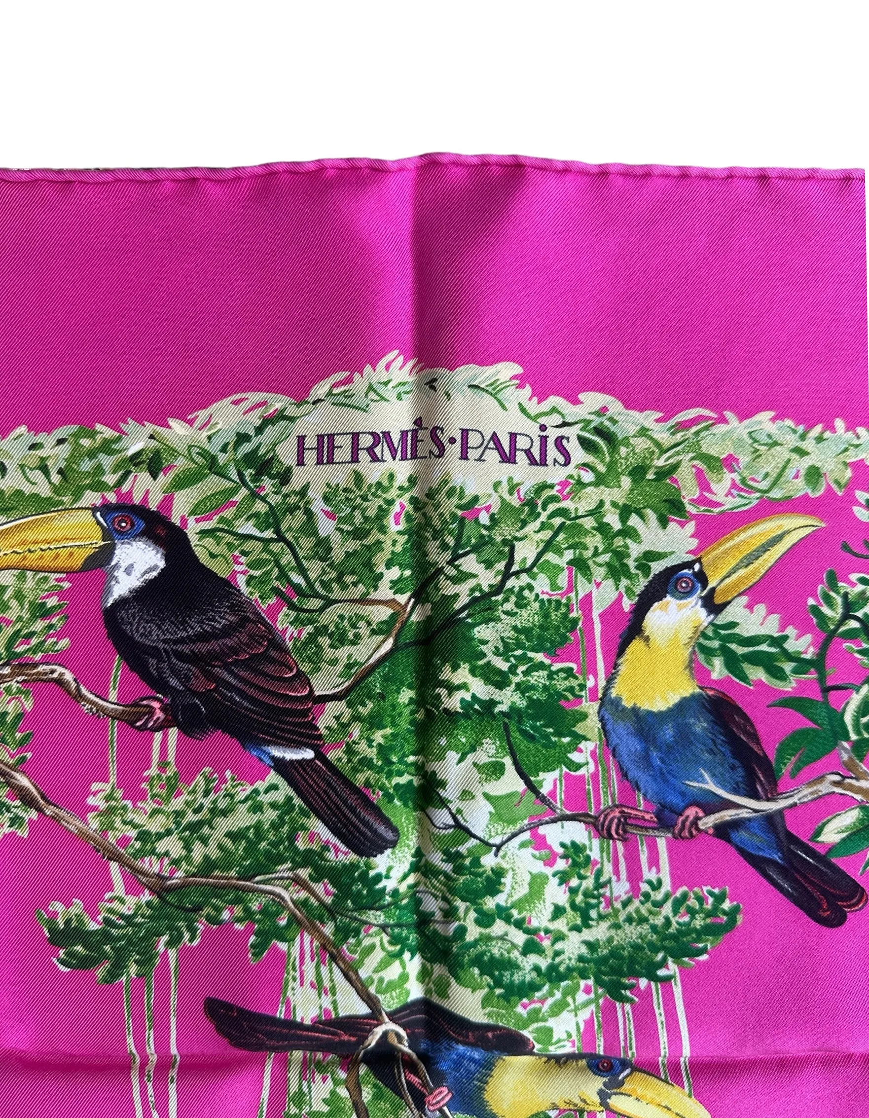 Hermes Pink Equateur NEW 90cm Carre Wash Silk Scarf