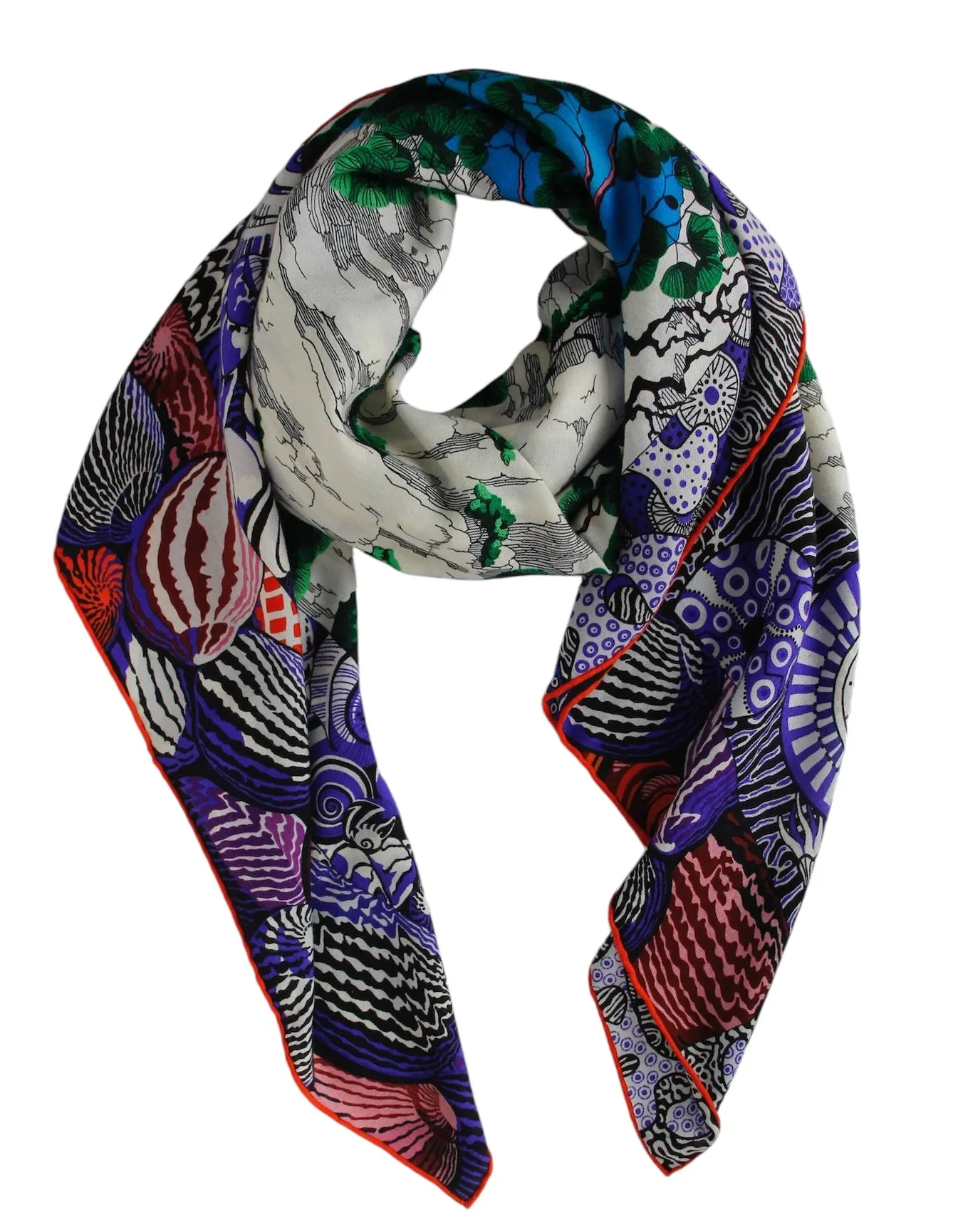 Hermes Sieste Au Paradis 140 Silk/ Cashmere Shawl