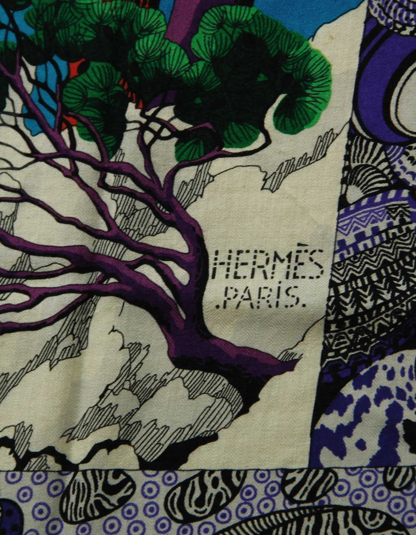 Hermes Sieste Au Paradis 140 Silk/ Cashmere Shawl