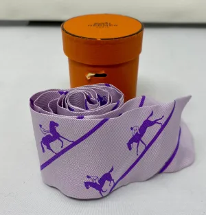 Hermes Silk Twilly Scarf Lavender with Horse