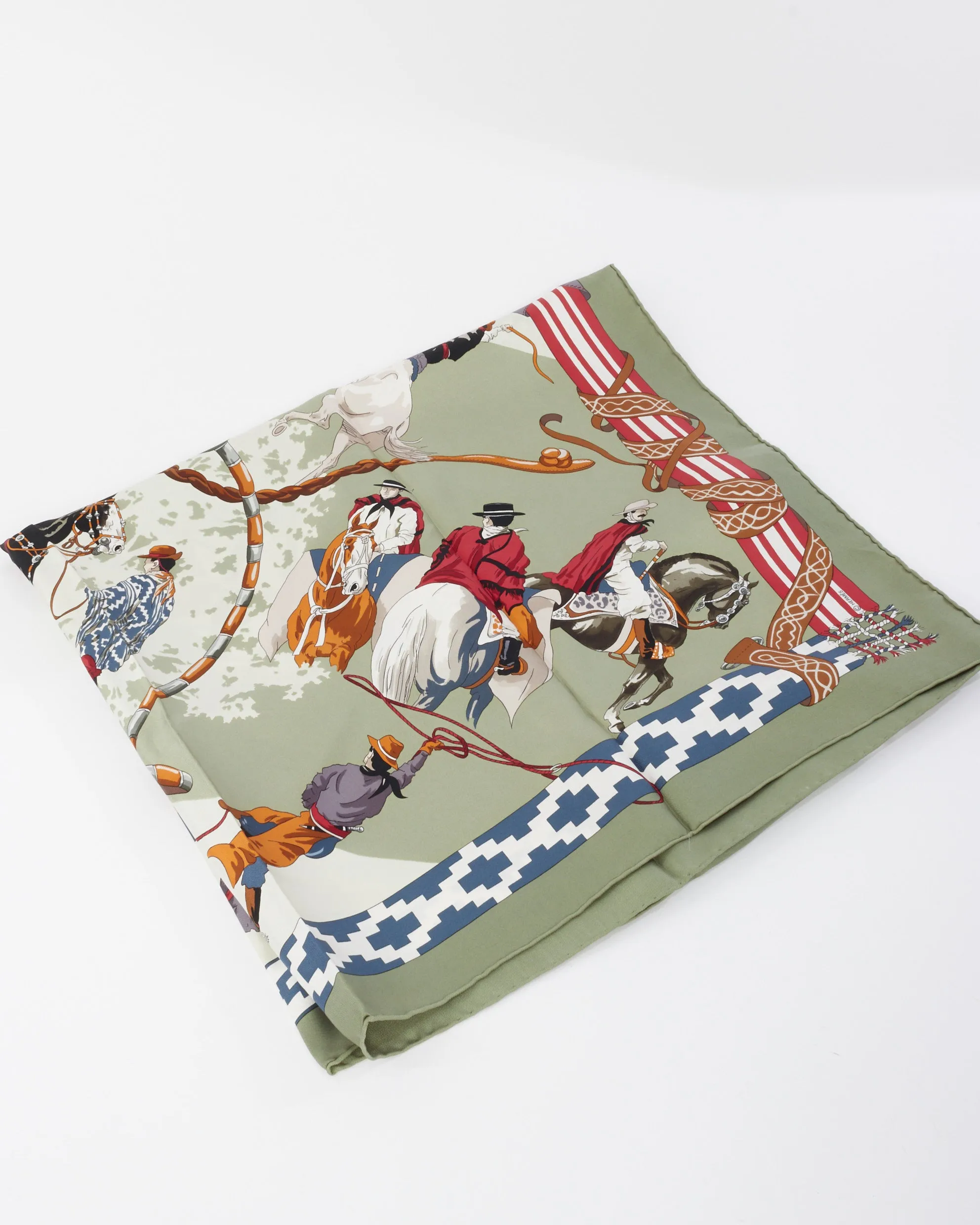 Hermès Green Multi Silk Dans Les Branches De L'ombu Scarf
