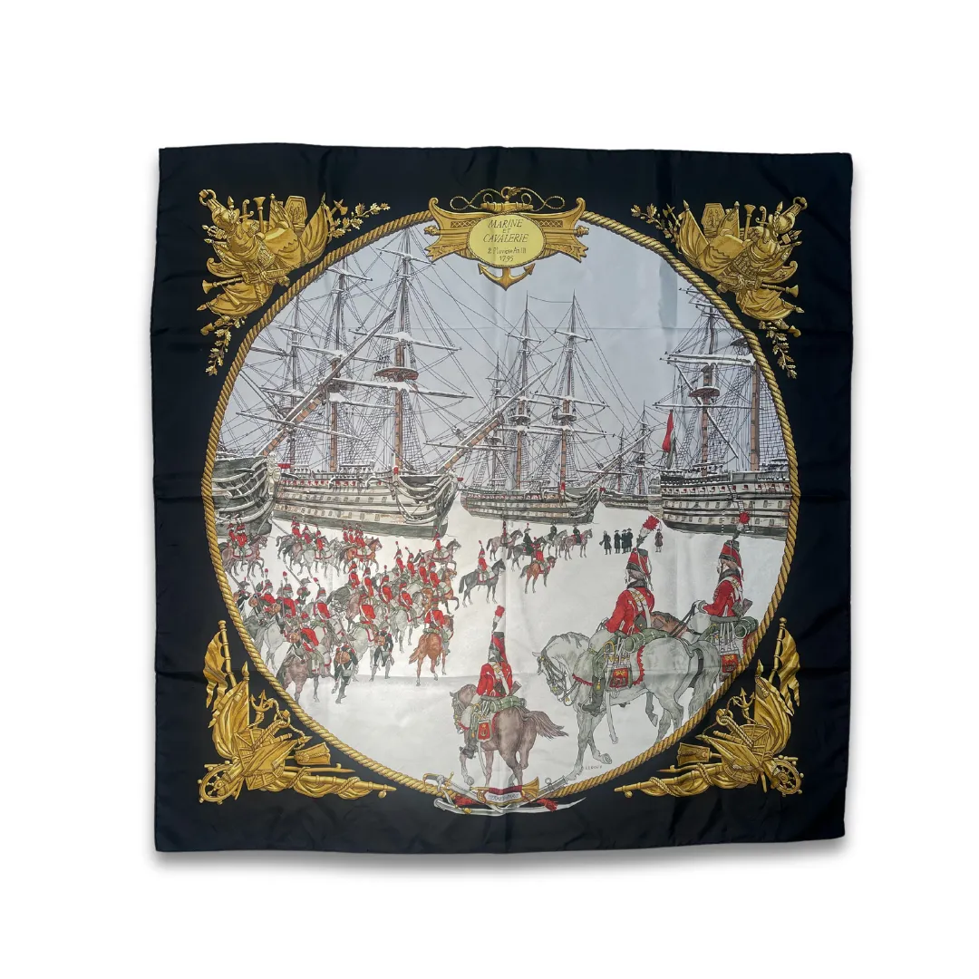 Hermès “Marine et Cavalerie” Silk Scarf