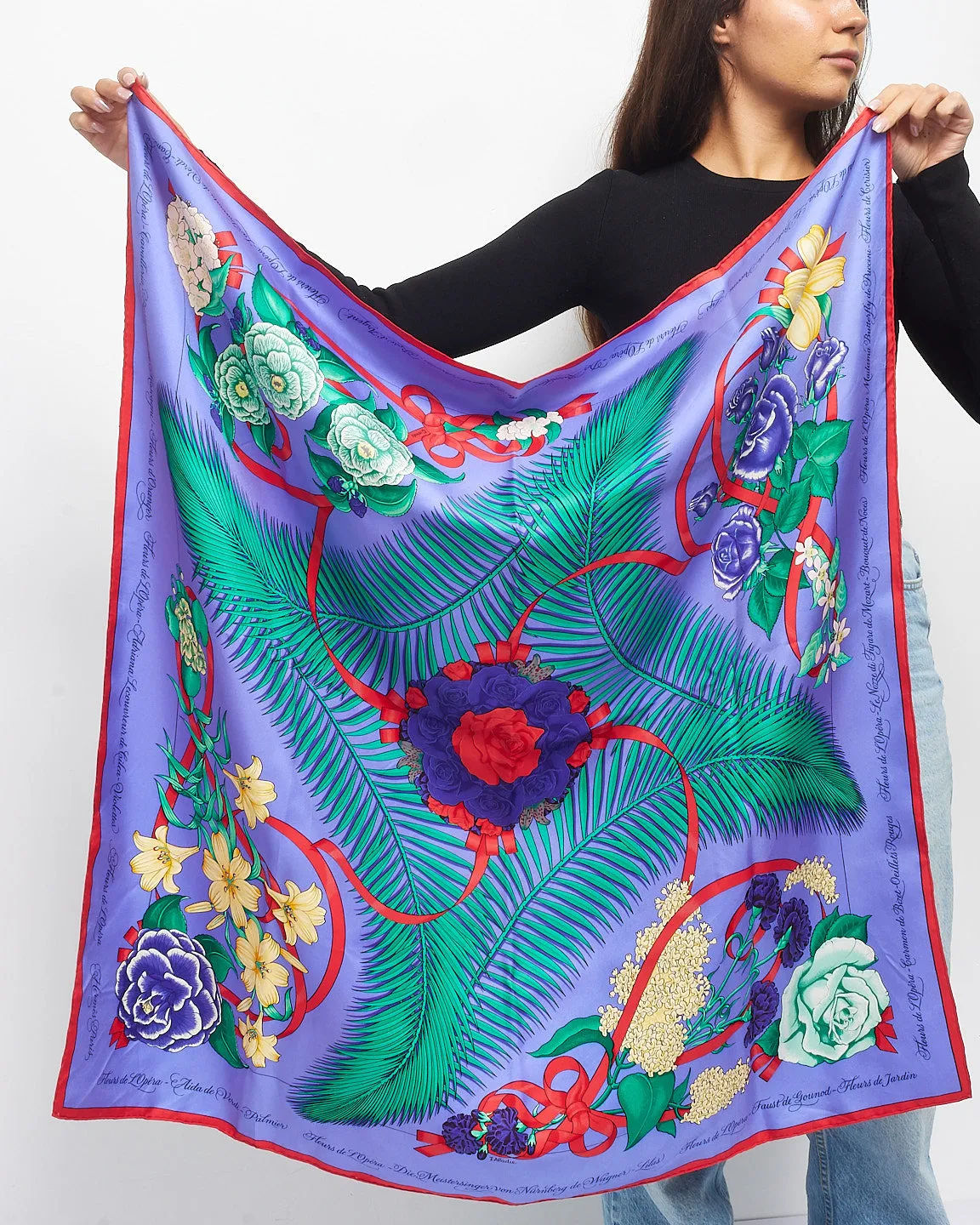 Hermès Purple Multi "Fleurs De L'Opéra" Silk Scarf