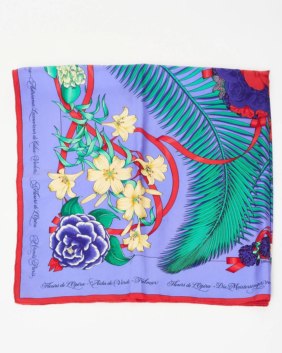 Hermès Purple Multi "Fleurs De L'Opéra" Silk Scarf