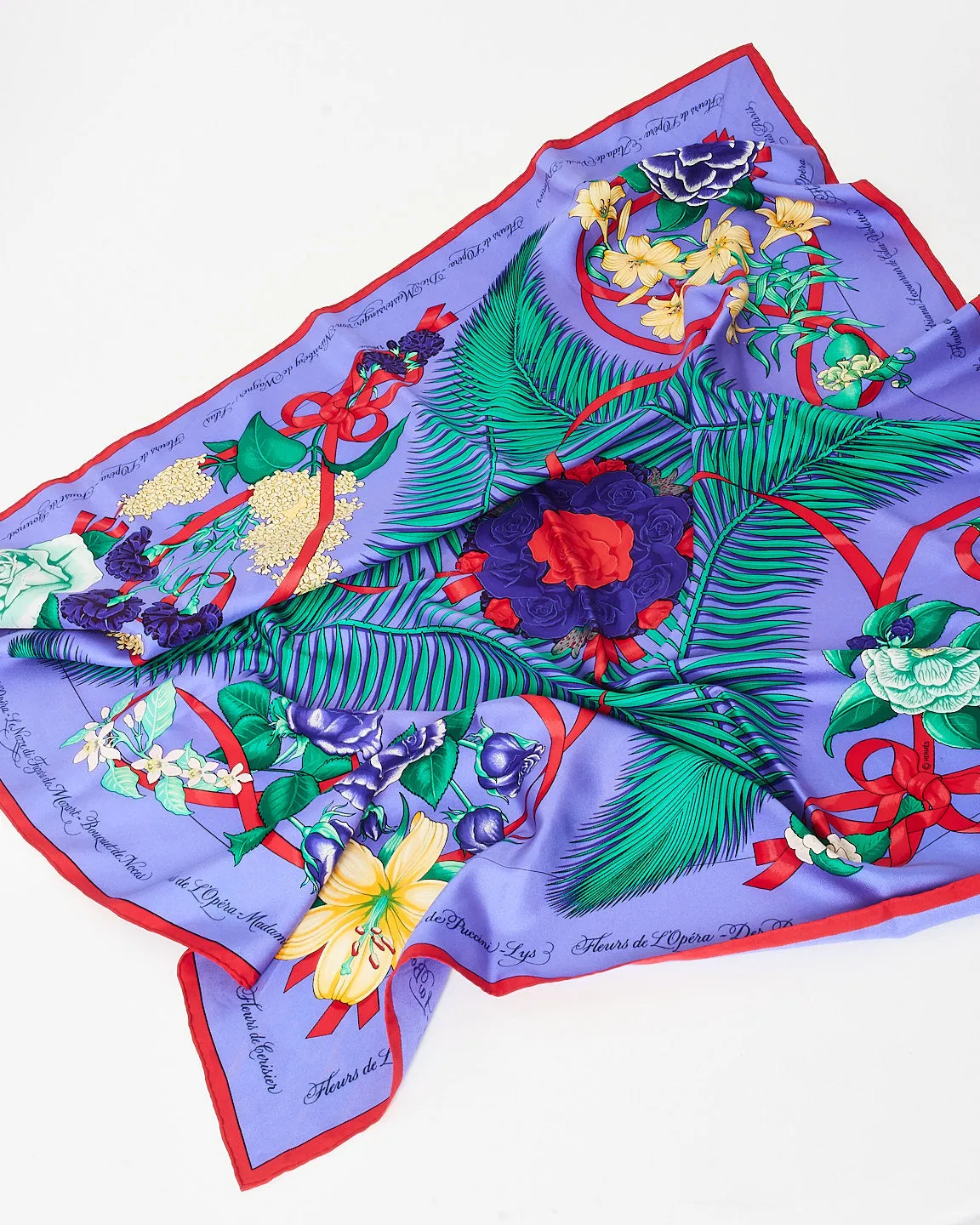Hermès Purple Multi "Fleurs De L'Opéra" Silk Scarf