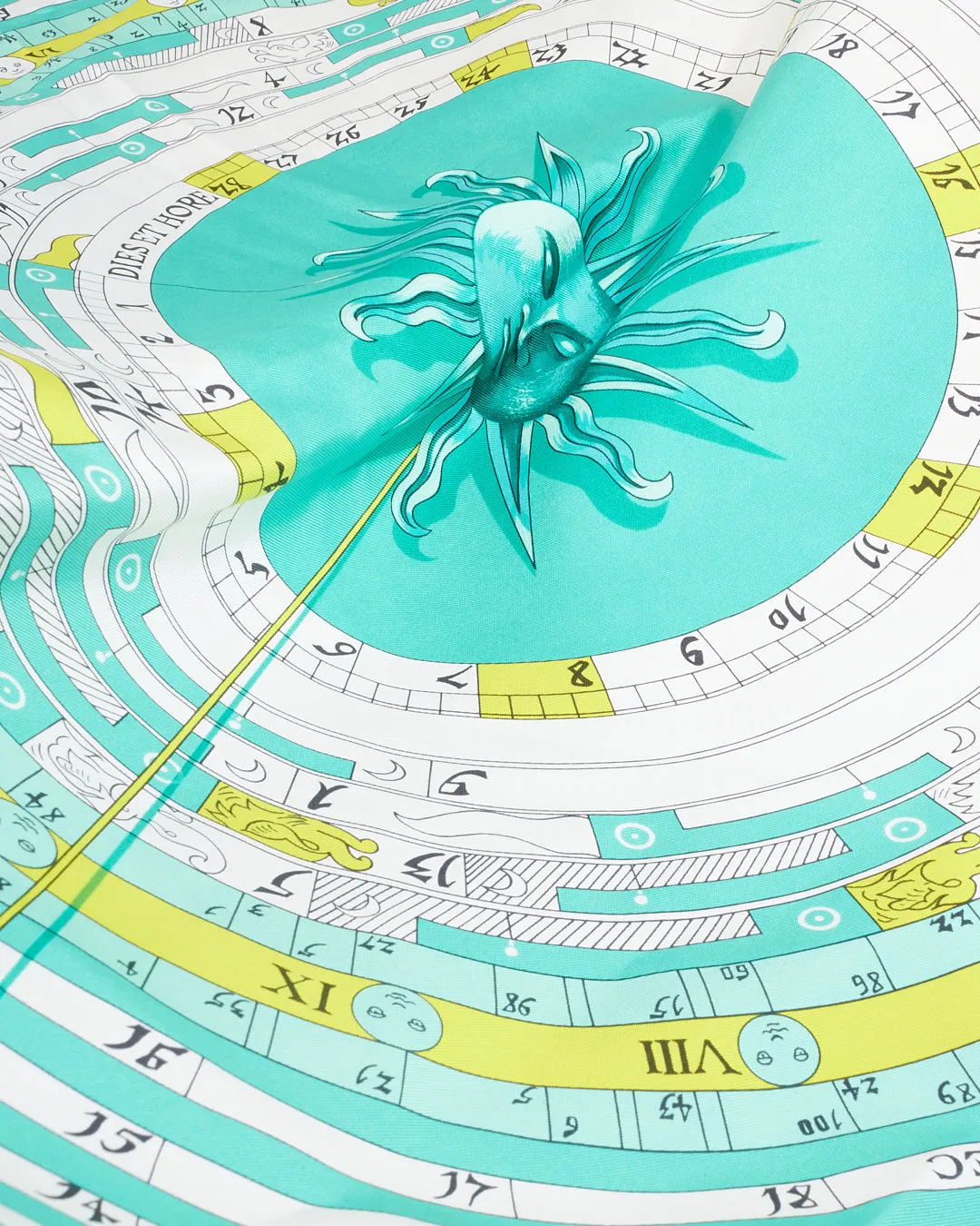 Hermès Teal "Dies et Hore" Silk Scarf