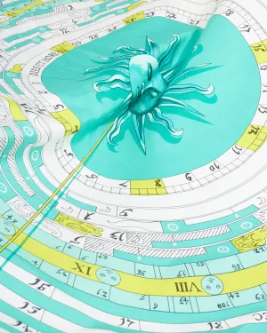 Hermès Teal "Dies et Hore" Silk Scarf