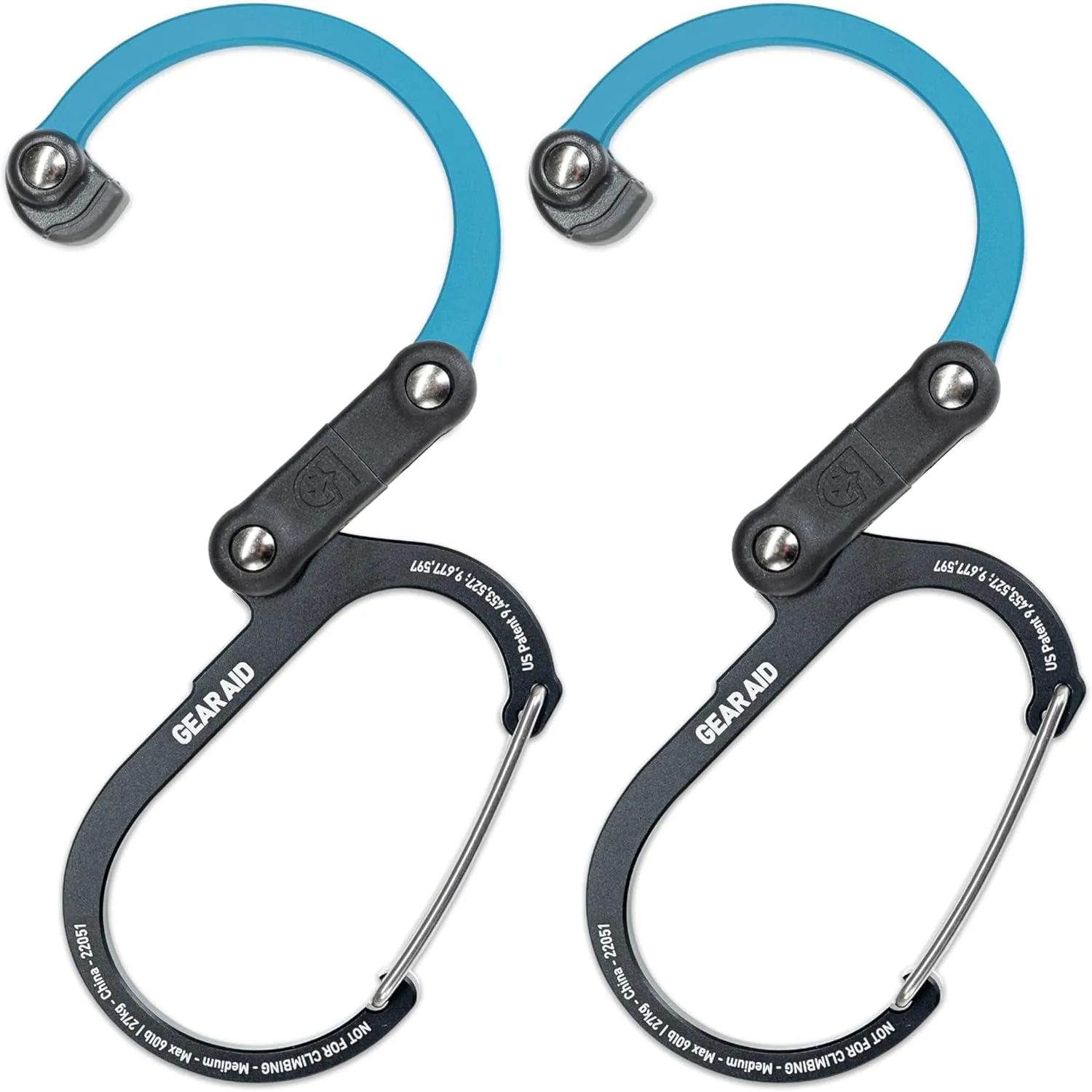 HEROCLIP 360° Swivel Carabiner Gear Clip and Hook (Medium) for Camping, Backpack, Suitcases and Garage Organization
