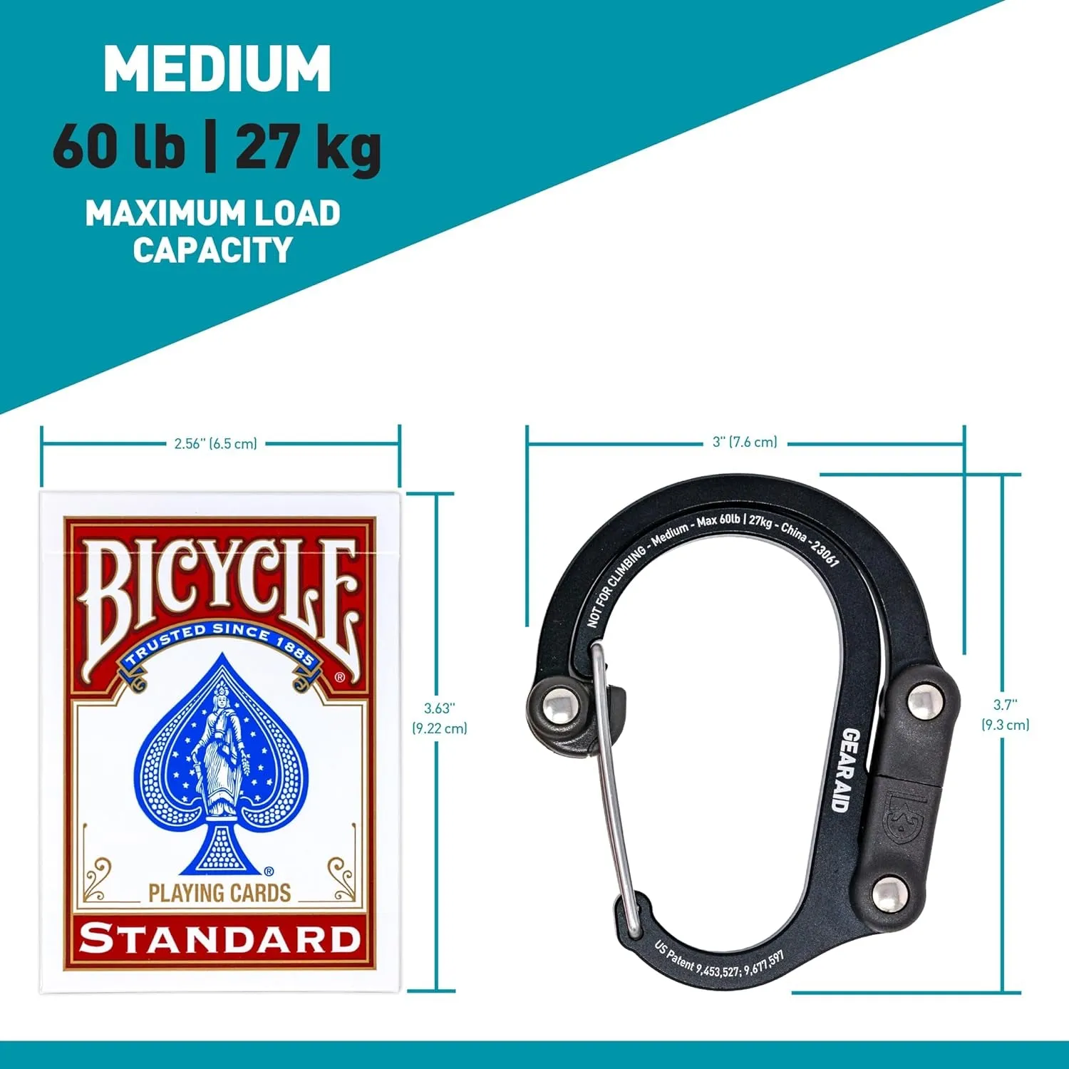 HEROCLIP 360° Swivel Carabiner Gear Clip and Hook (Medium) for Camping, Backpack, Suitcases and Garage Organization