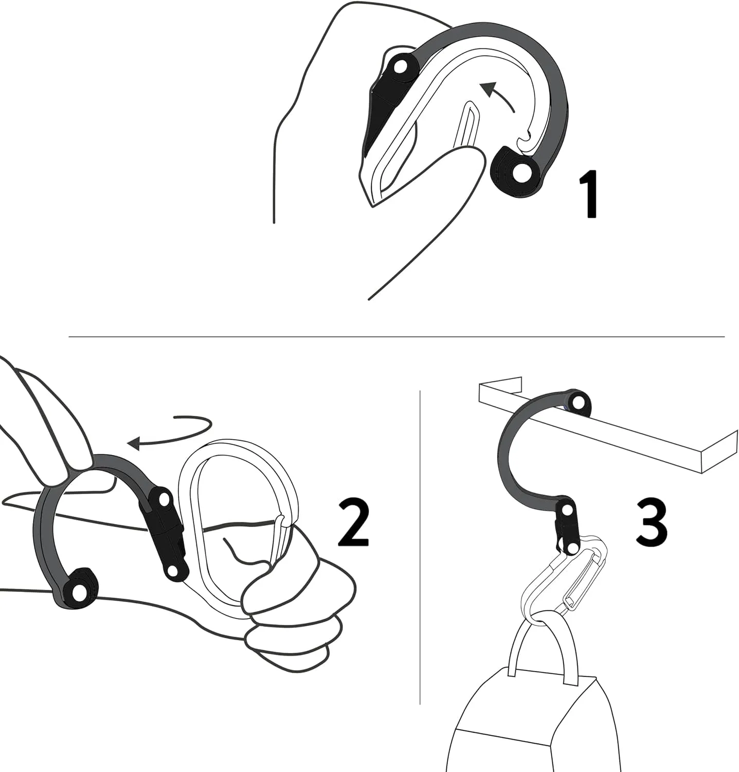 HEROCLIP 360° Swivel Carabiner Gear Clip and Hook (Medium) for Camping, Backpack, Suitcases and Garage Organization