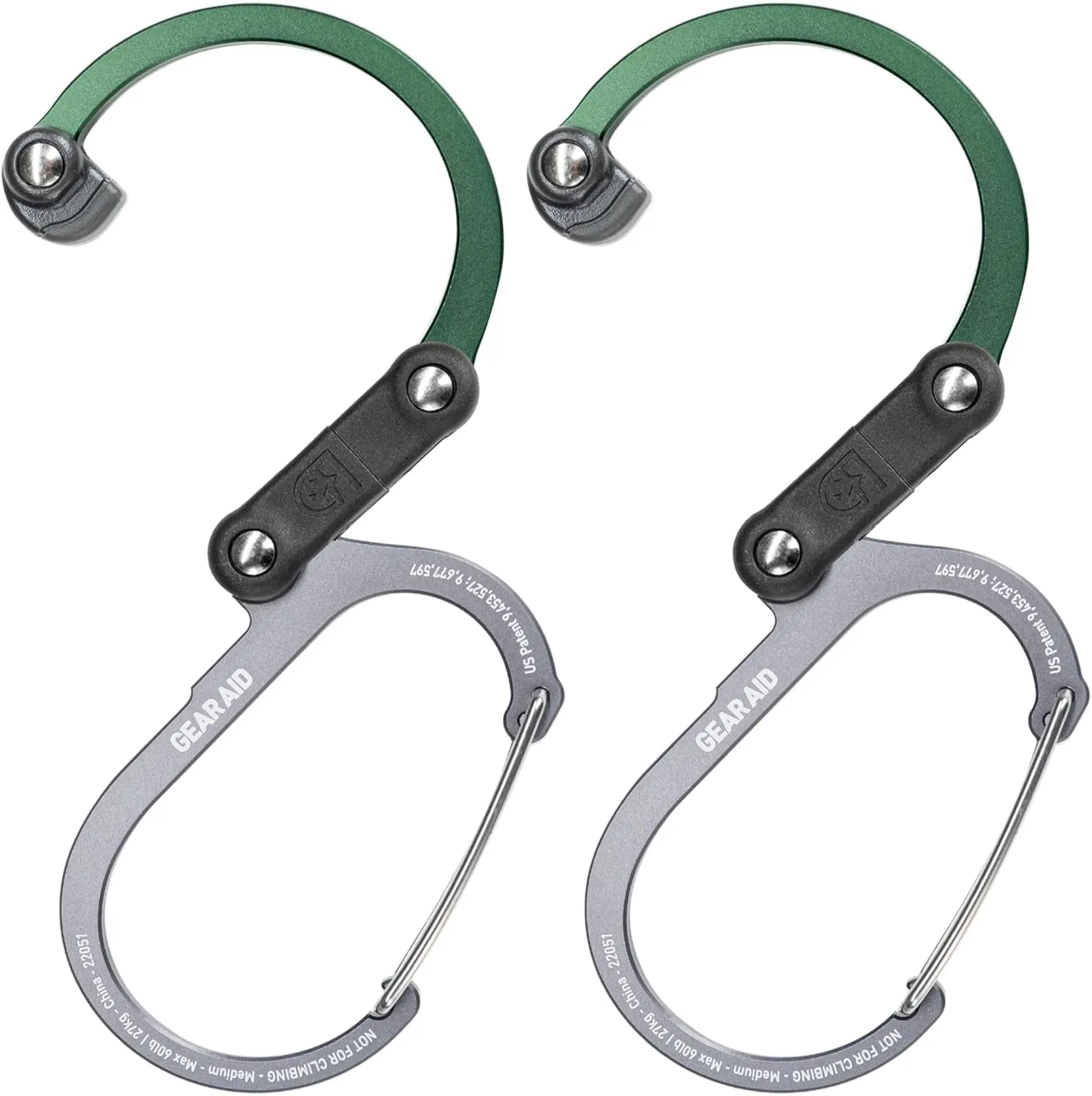 HEROCLIP 360° Swivel Carabiner Gear Clip and Hook (Medium) for Camping, Backpack, Suitcases and Garage Organization