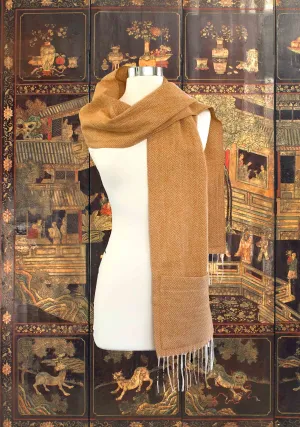 Herringbone Spice Wool Pocket Scarf