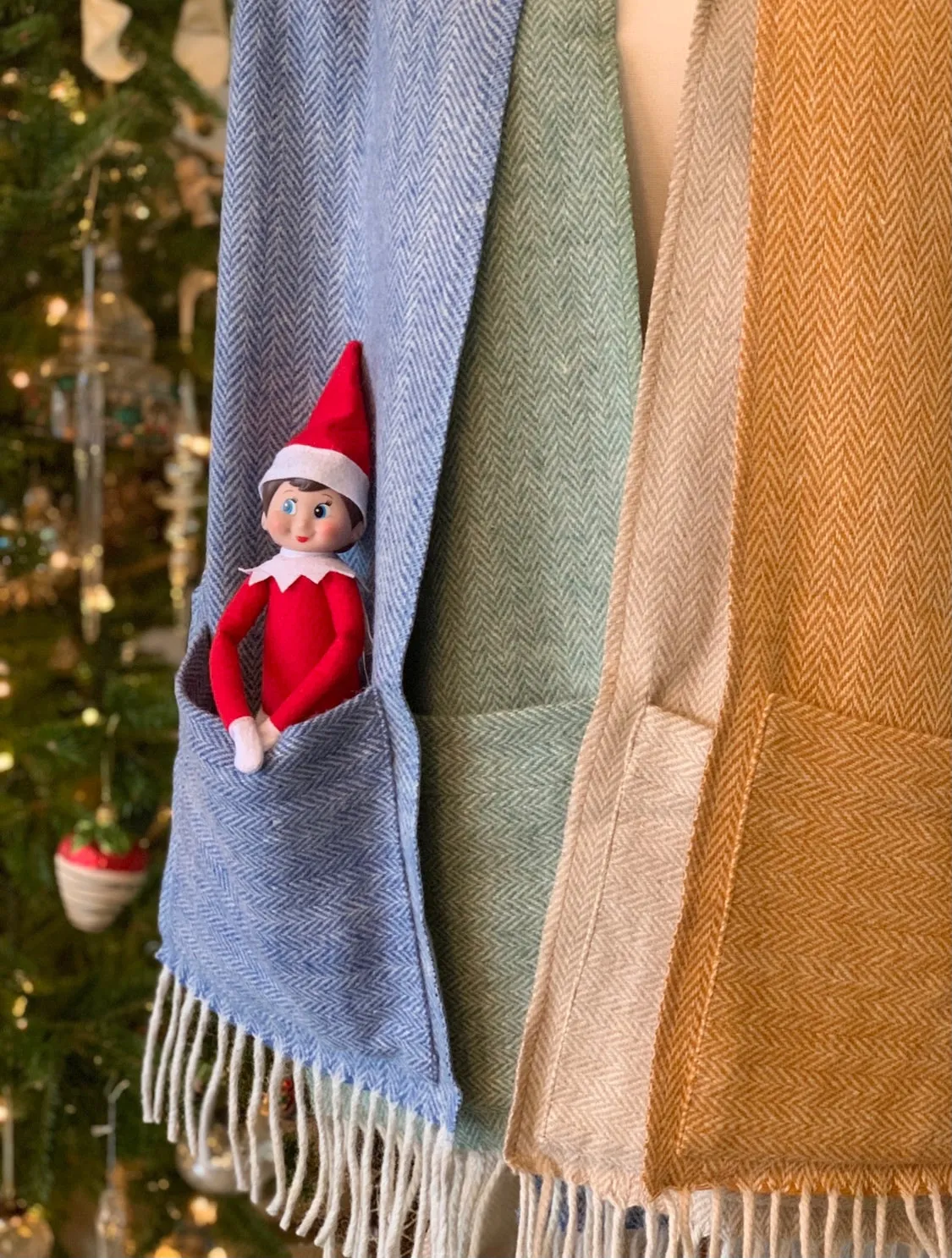Herringbone Spice Wool Pocket Scarf