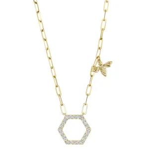 Hexagon & Bee Diamond Necklace