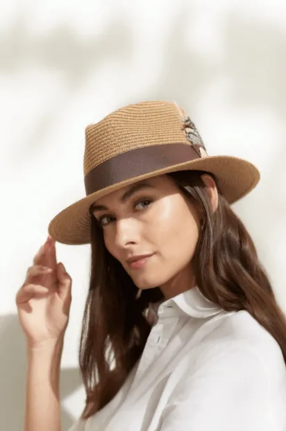 Hicks & Brown Womens Aldeburgh Fedora - Natural or Cream