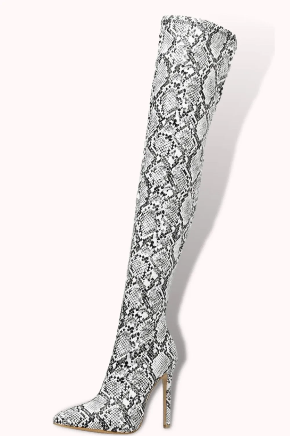 High Heel Snake Pattern Over The Knee Boots