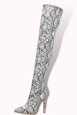 High Heel Snake Pattern Over The Knee Boots