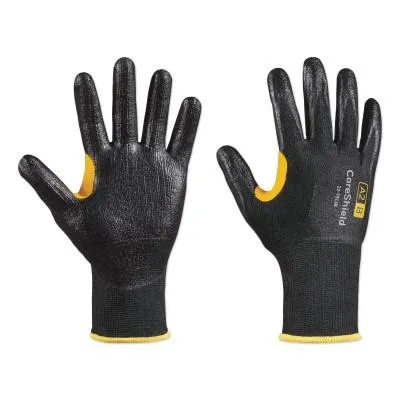 Honeywell CoreShield™ A2/B Coated Cut Resistant Gloves, 9/L, HPPE, Smooth Nitrile, 13 ga, Black, 22-7913B/9L
