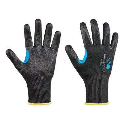 Honeywell CoreShield™ A6/F Coated Cut Resistant Gloves, 7/S, HPPE/Alloy/Basalt, Smooth Nitrile, 13 ga, Black, 26-0913B/7S