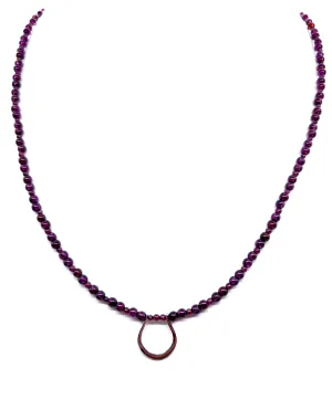 Horseshoe Pendant Necklace with Garnet