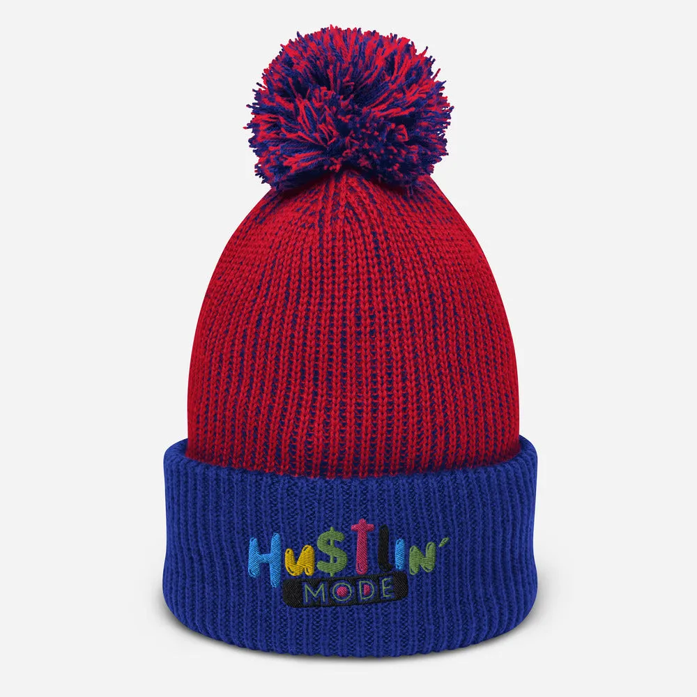 Hustlin Mode Pom-Pom Beanie
