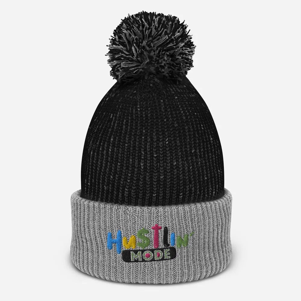 Hustlin Mode Pom-Pom Beanie