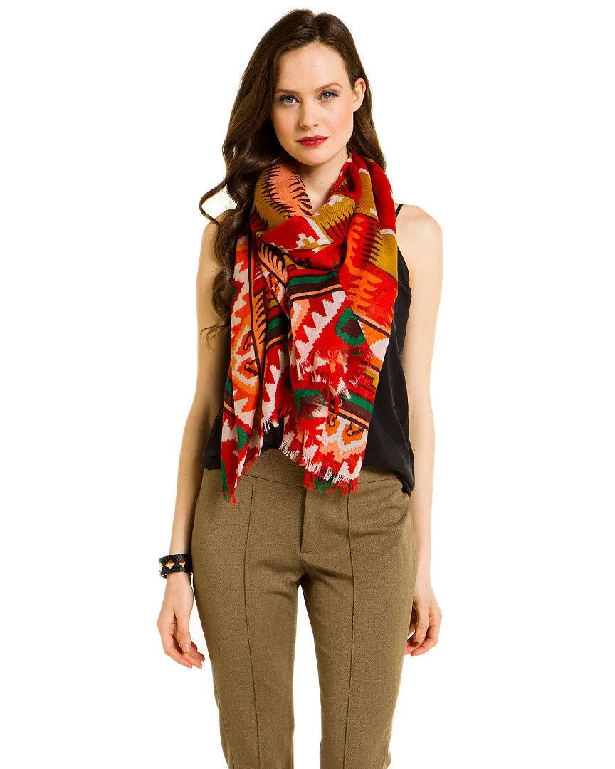 Ikat Printed Wrap Scarf