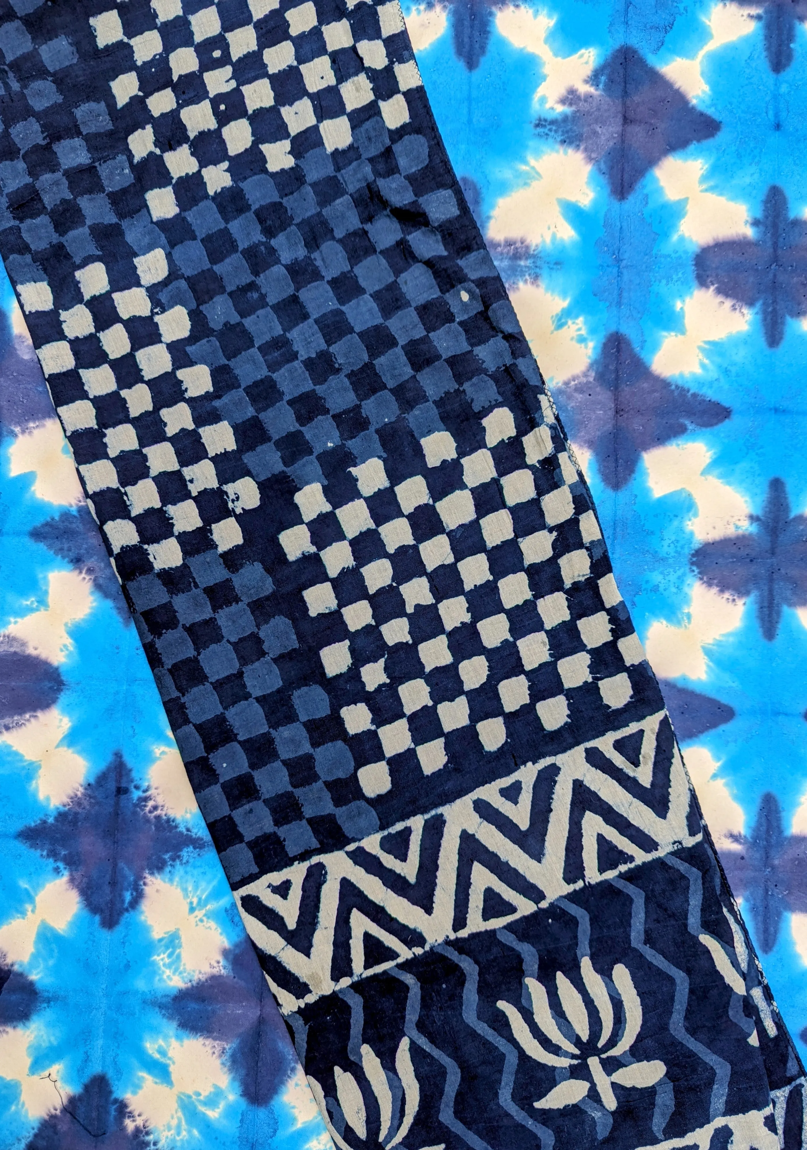 Indigo blockprint scarf