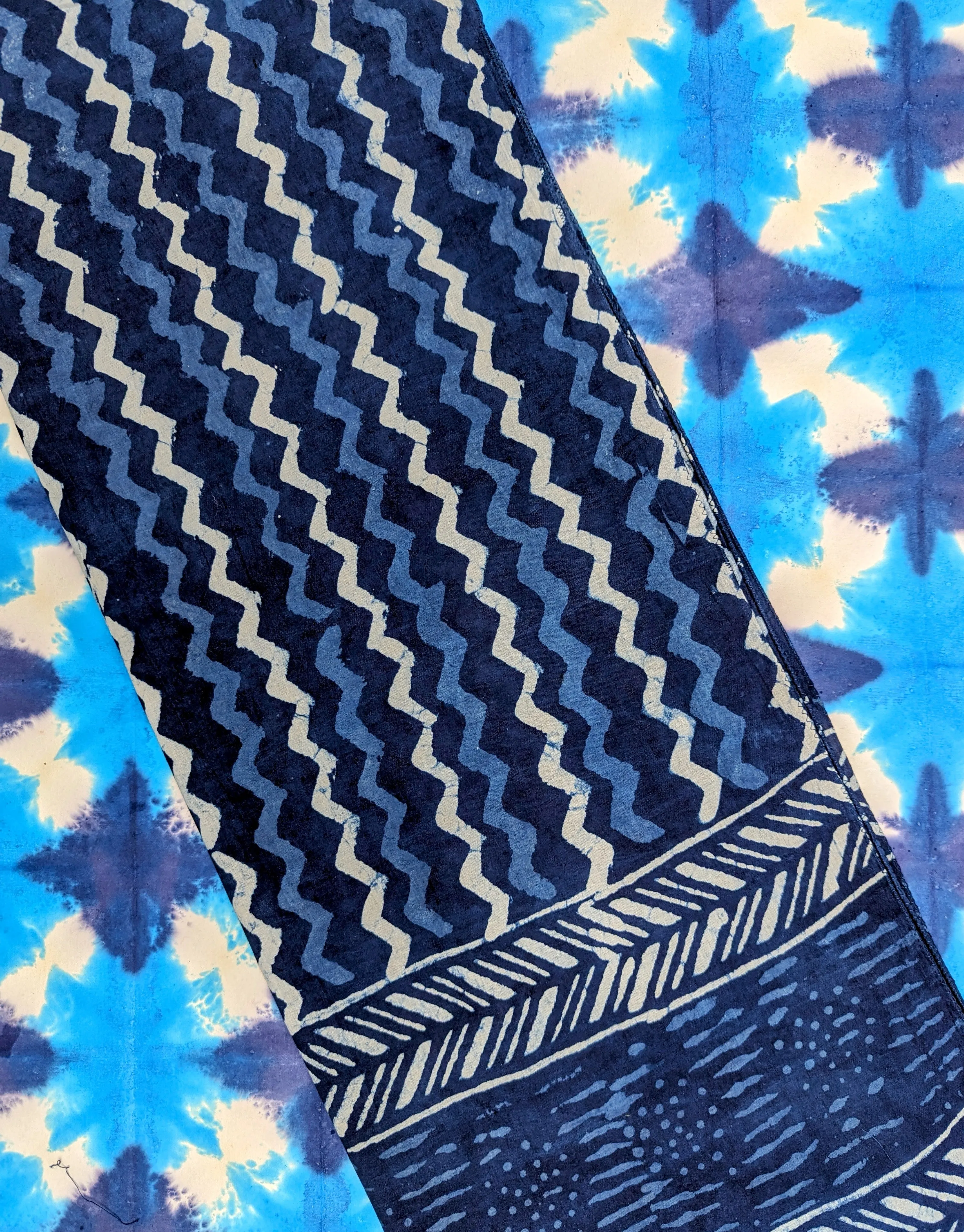 Indigo blockprint scarf