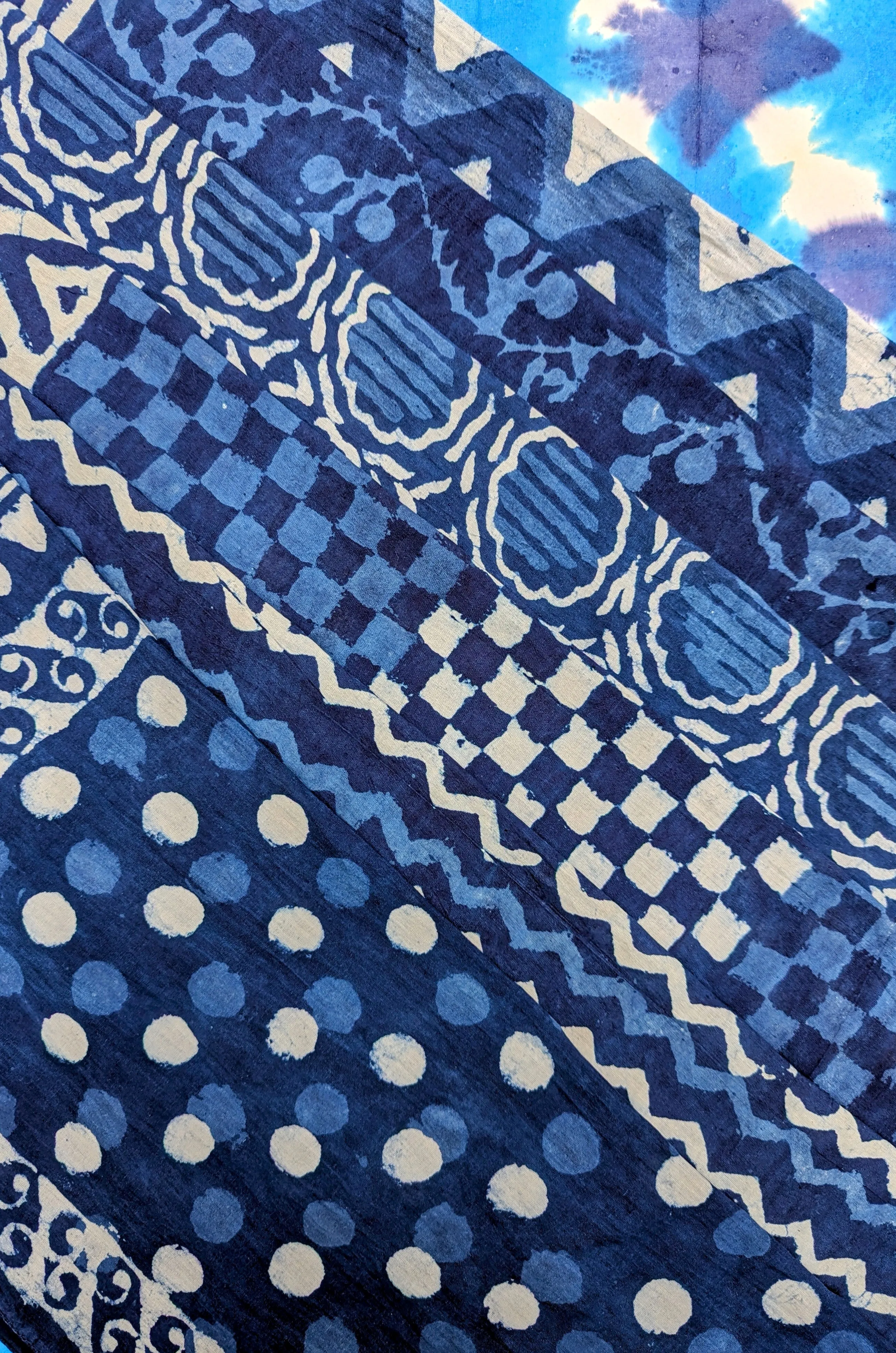 Indigo blockprint scarf