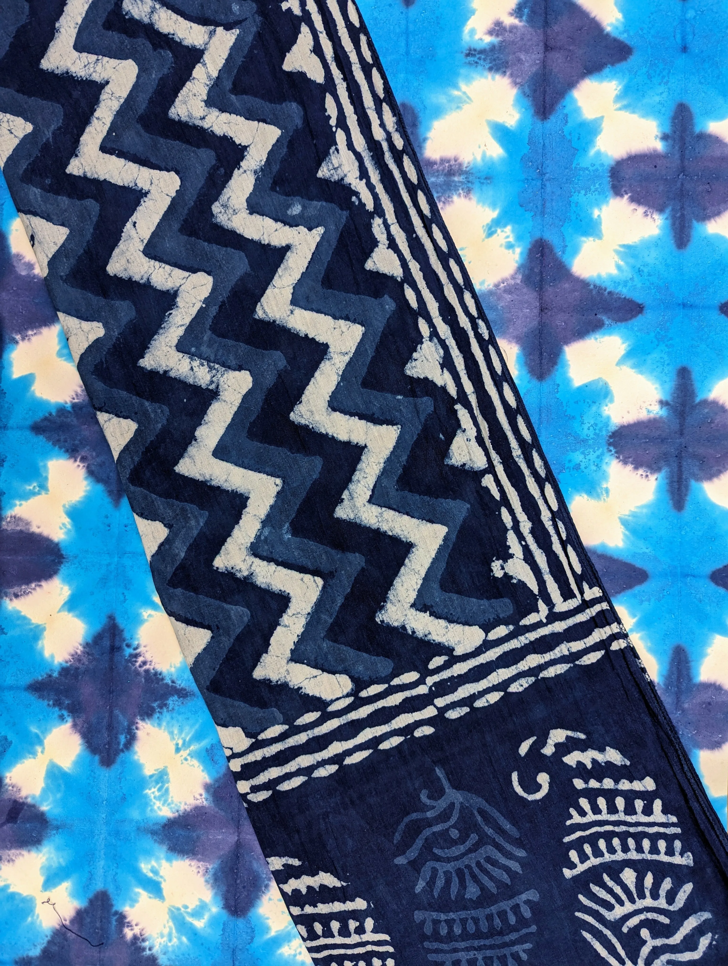 Indigo blockprint scarf