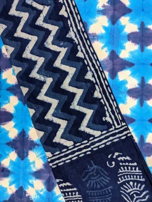 Indigo blockprint scarf
