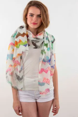 Kaleidoscopic Lines Silk Linen Scarf