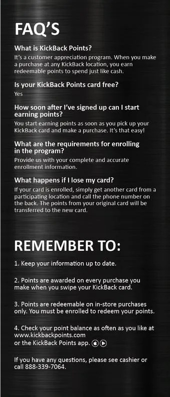 KICKBACK LOYALTY BROCHURES - Spanish