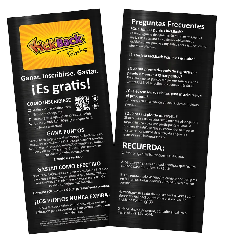 KICKBACK LOYALTY BROCHURES - Spanish