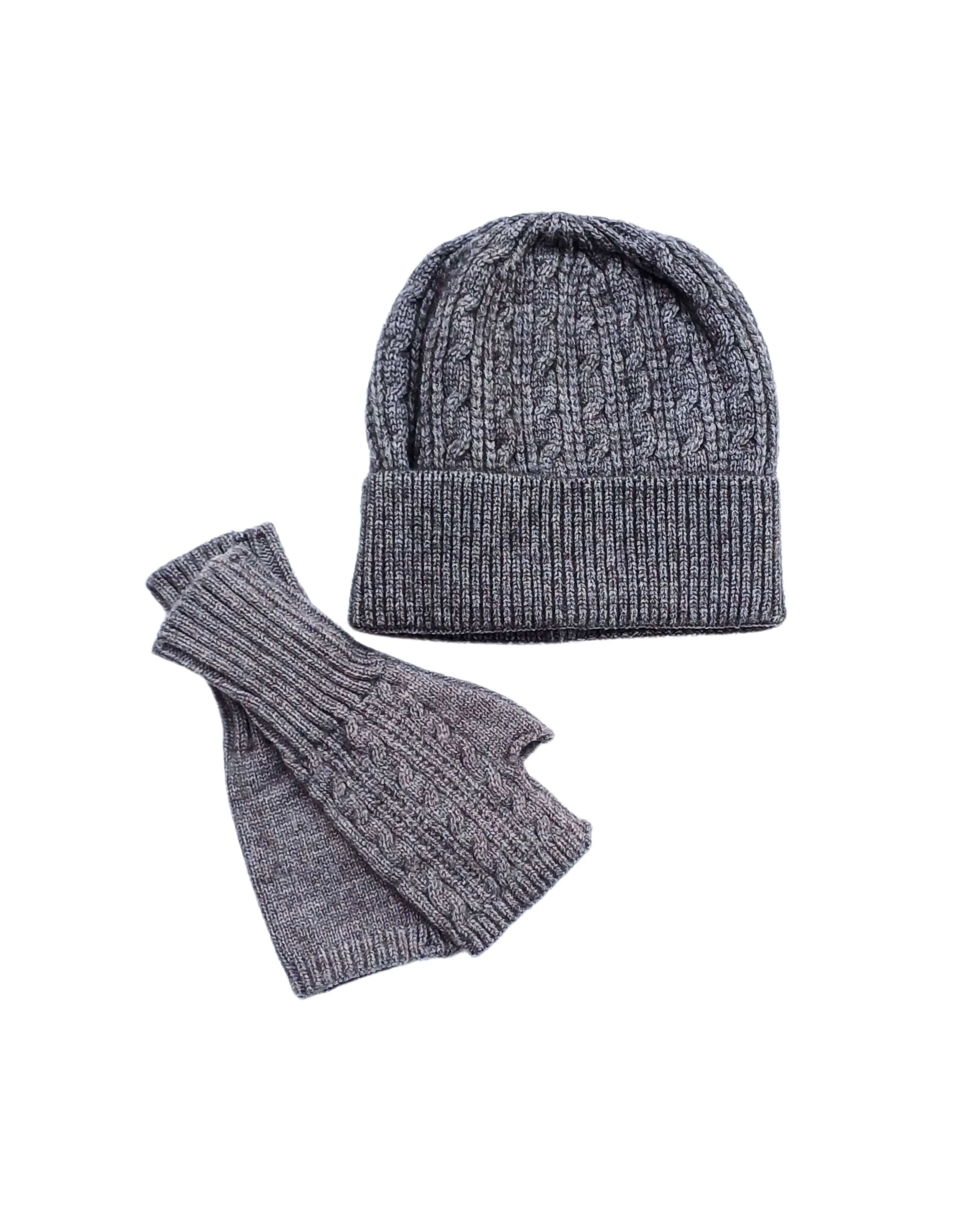 Knitted Beanie and Fingerless Gloves Set