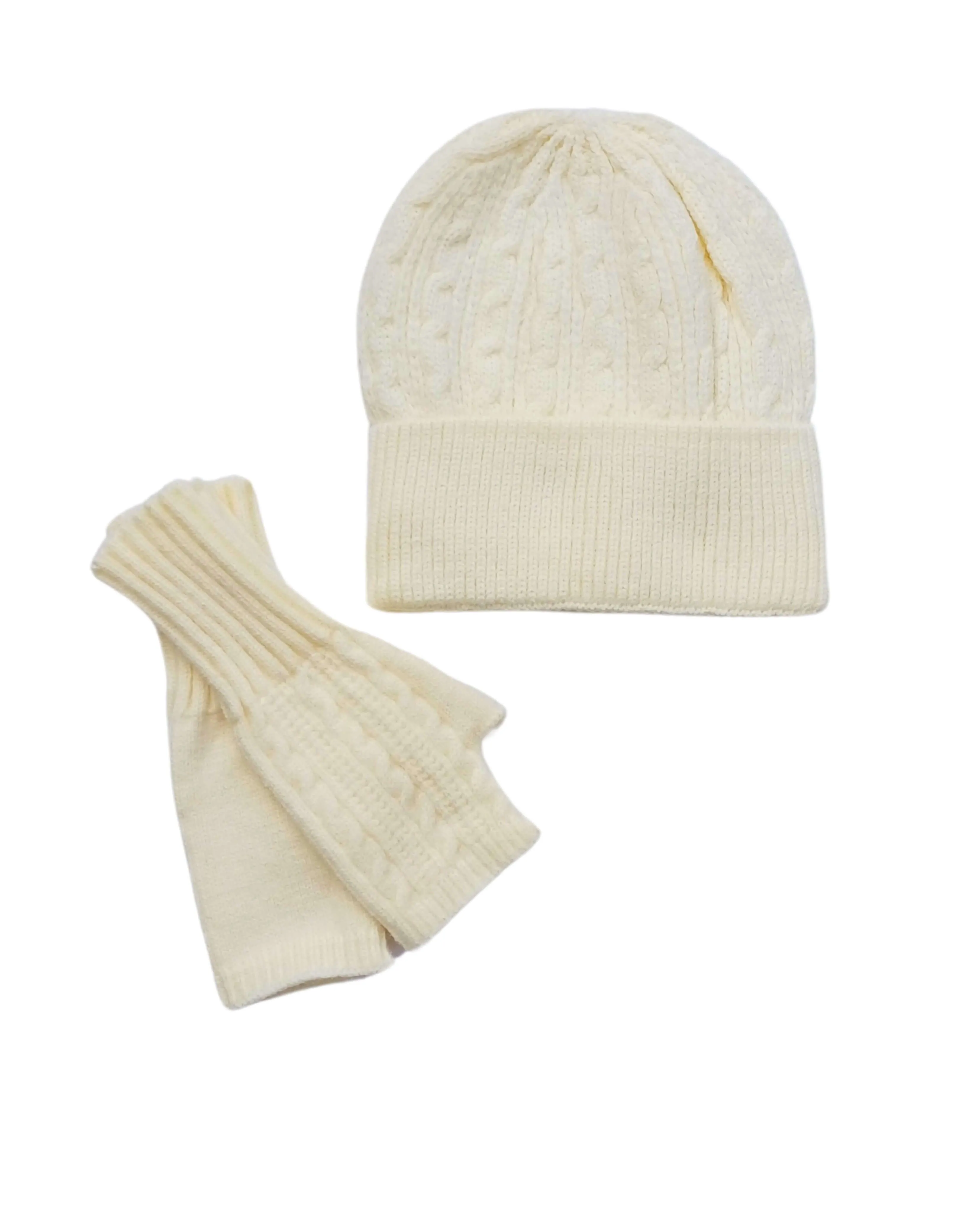 Knitted Beanie and Fingerless Gloves Set