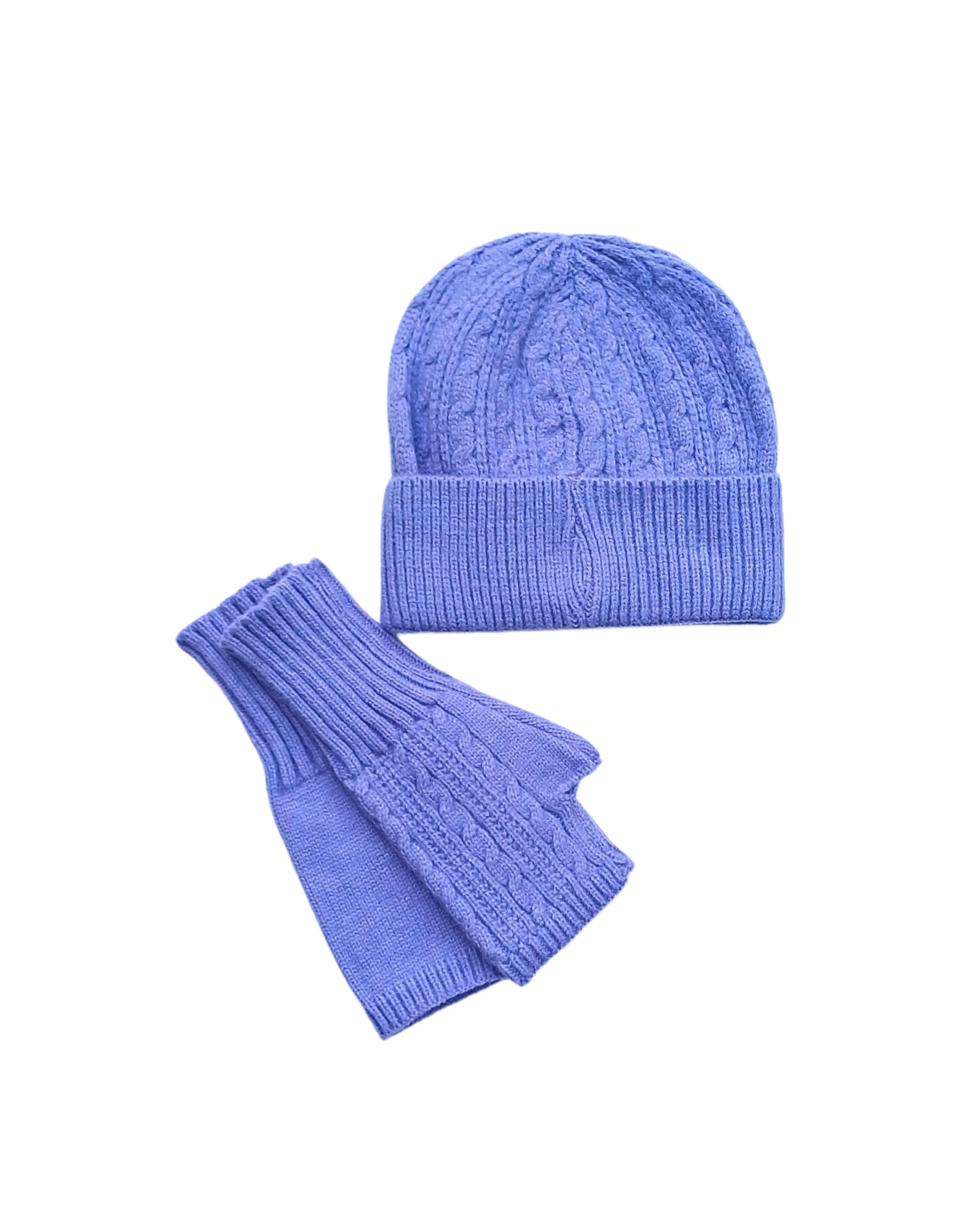 Knitted Beanie and Fingerless Gloves Set
