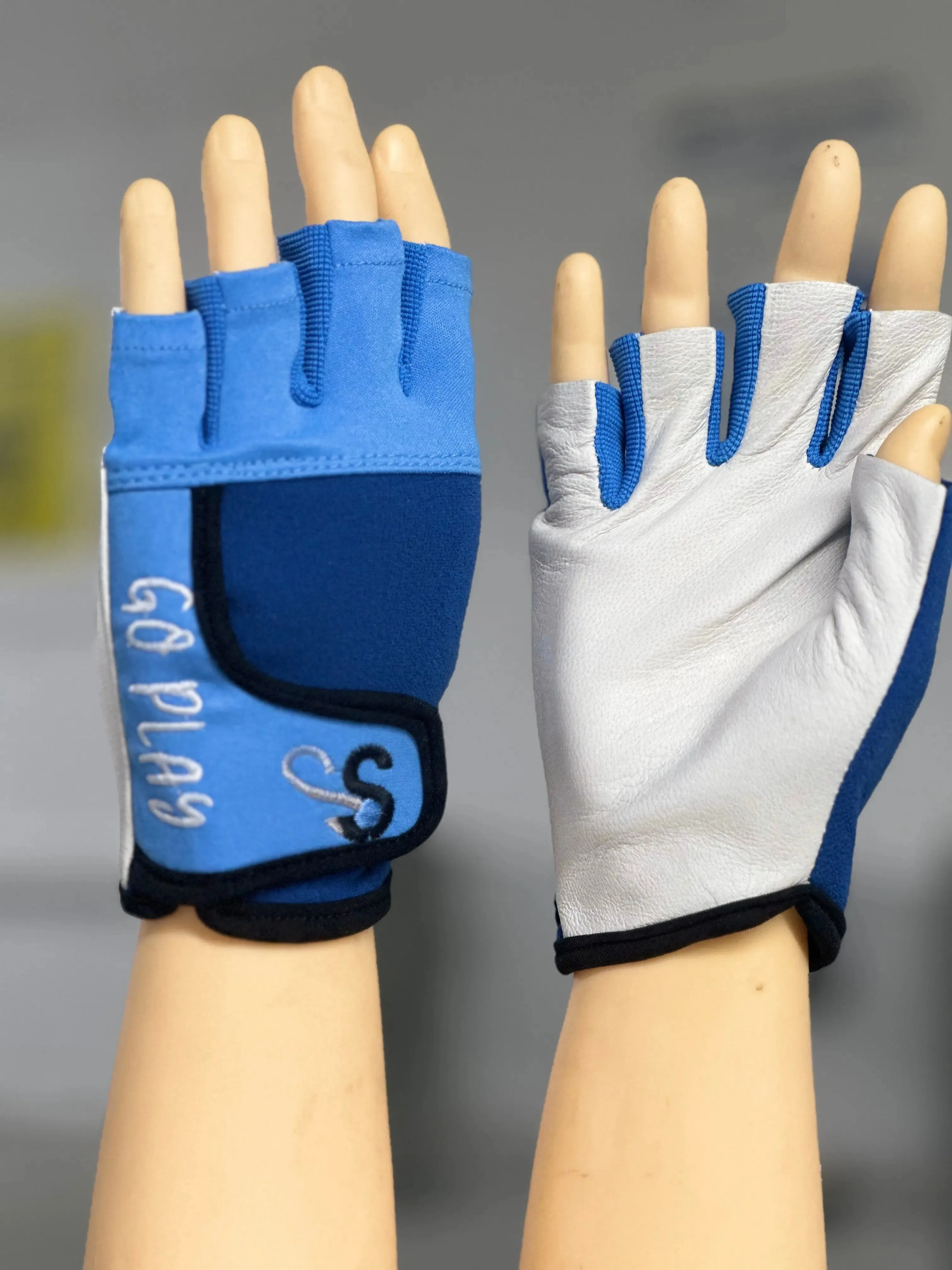 KOTC Pro Gloves Blue Unpadded Palms - Half Fingers