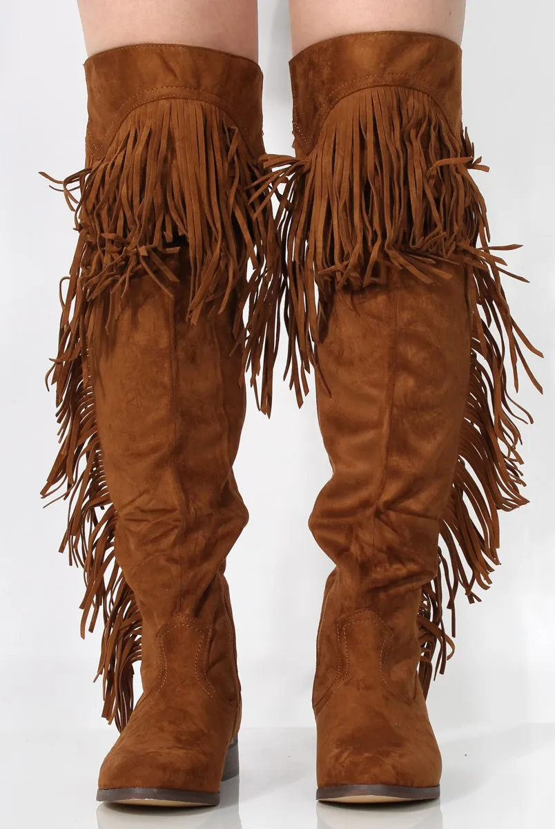 Kristen Camel Tassel Knee High Boots