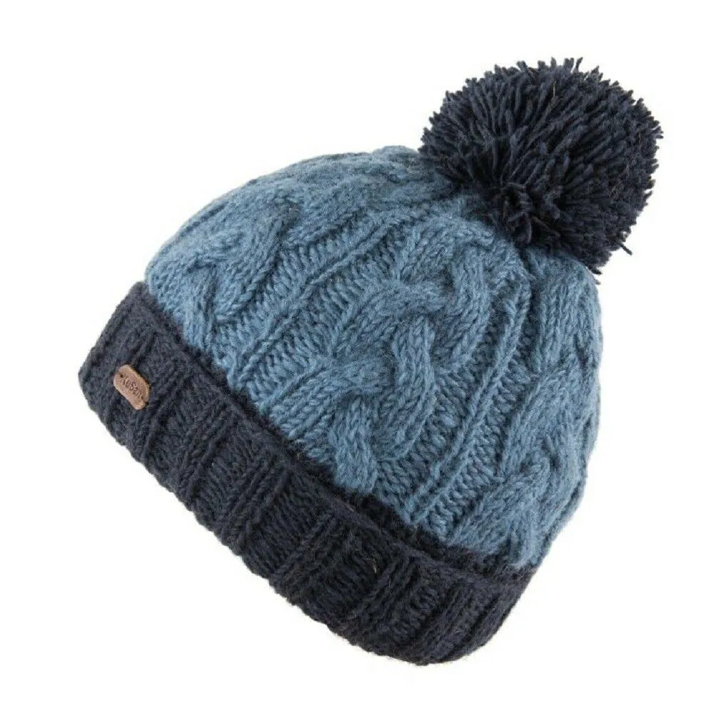 Kusan Cable Knit Turn Up Bobble Hat PK1902